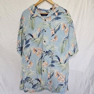 Tommy Bahama Light Blue Shirt with Orange Floral Accents